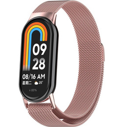 Brățară milaneză cu brățară cu carcasă pentru Xiaomi Smart Band 10 / 9 / 8, roz