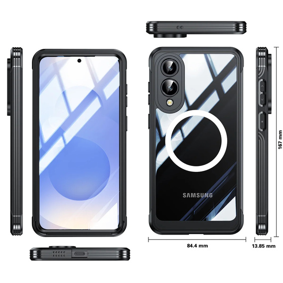 Husă pentru Samsung Galaxy S25 Edge, Shockproof, cu sticlă, pentru MagSafe, negru
