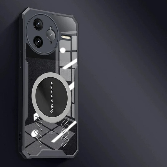 Carcasă pentru Xiaomi Redmi Note 14 Pro/Pro+ 5G, cu placă magnetică, transparent / negru