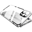 Husa pentru iPhone 16 Pro, Magnetic Dual Glass, de argint