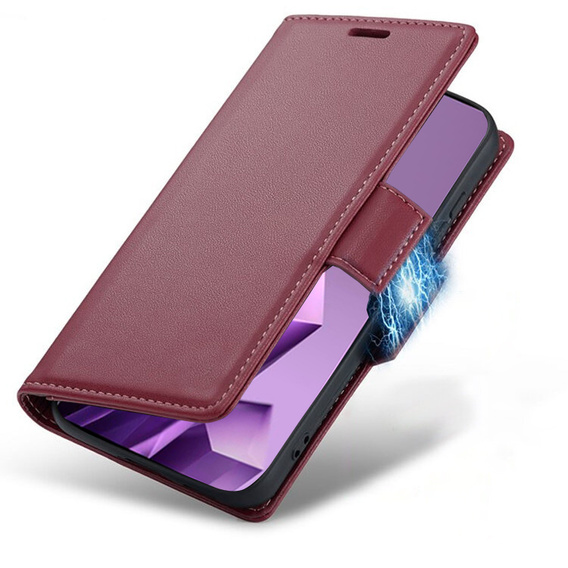 Husă pentru Infinix Note 50 Pro, ERBORD Glossy Litchi, portofel cu clapetă, roșu