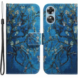 Cu clapetă pentru Oppo A17, Wallet flowers, albastru