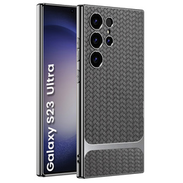 Huse pentru Samsung Galaxy S23 Ultra, GKK Woven Leather, gri