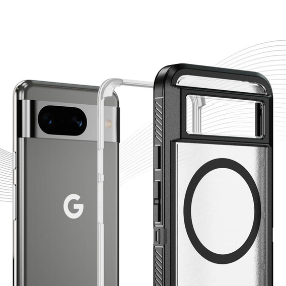 Carcasă cu ramă pentru Google Pixel 8, pentru MagSafe, transparent / negru