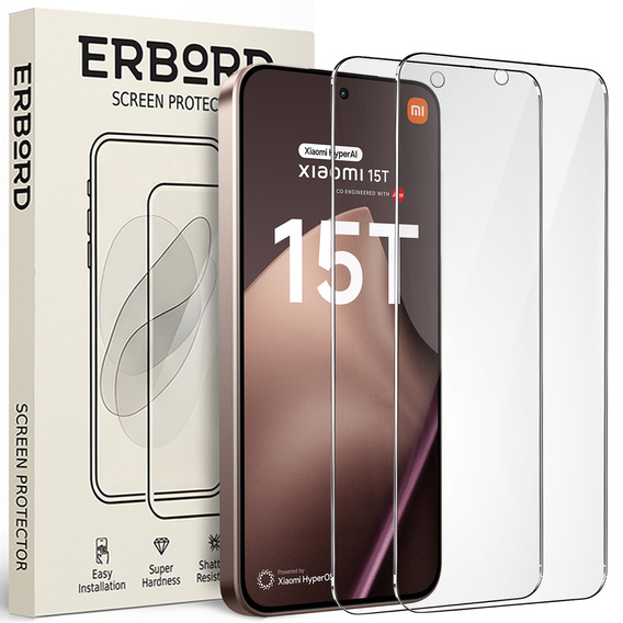 2x ERBORD 9H Hard Glass pentru Xiaomi 15T