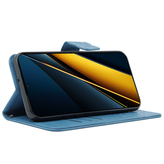 Cu clapetă pentru Xiaomi Poco F6 Pro, Butterfly, albastru