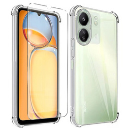 Carcasă pentru Xiaomi Redmi 13C, Anti-Shock, transparentă + sticlă 9H