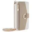 Carcasă flip pentru Samsung Galaxy M15 5G, Wallet Zipper Pocket, cu oglindă, alb
