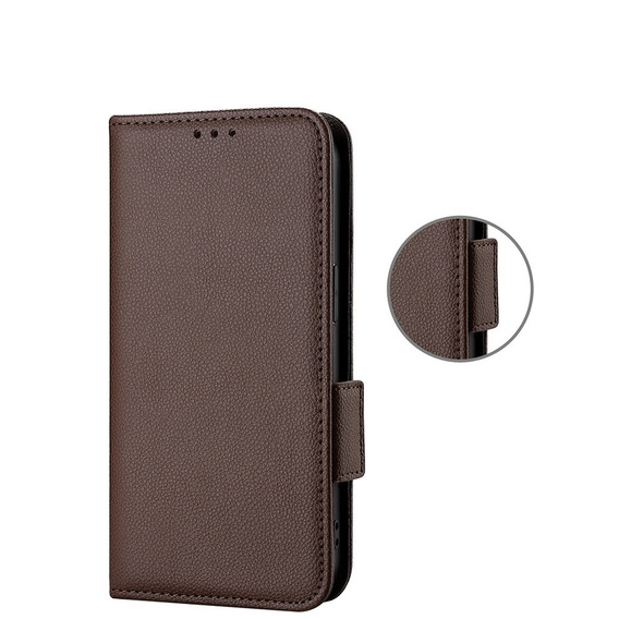 Cu clapetă pentru Xiaomi Redmi Note 12 5G / POCO X5 5G, Wallet Litchi Magnet, maro