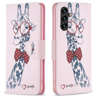 Cu clapetă pentru Samsung Galaxy A05s, Wallet, giraffe, roz