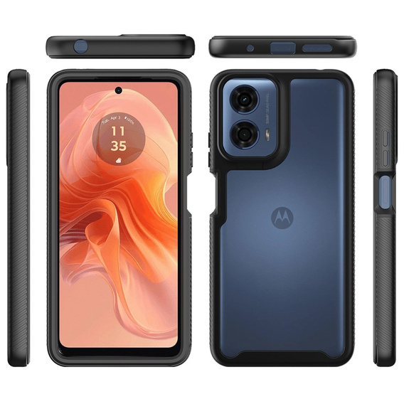 Carcasă pentru Motorola Moto E14 / G24 / G04, Shockproof, cu folie, negru