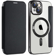 Cu clapetă pentru iPhone 15, RFID Wallet MagSafe CamShield, negru