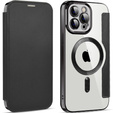Cu clapetă pentru iPhone 12 Pro Max, RFID Wallet MagSafe CamShield, negru