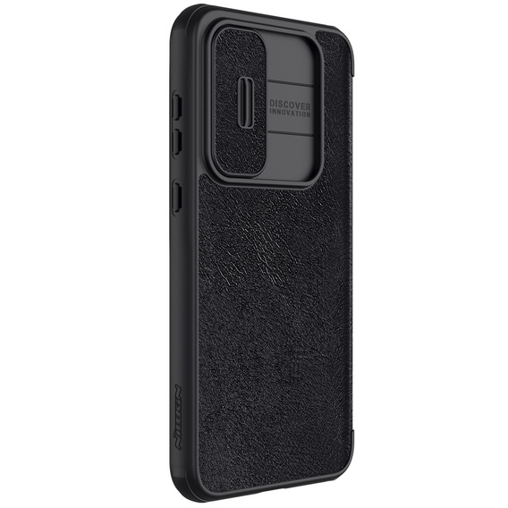 NILLKIN flip case NILLKIN pentru Samsung Galaxy A55, CamShield Qin Pro, piele, negru