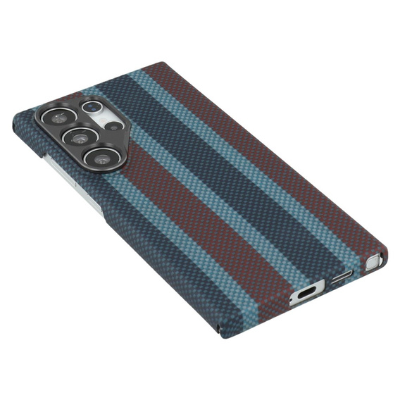 Carcasă pentru Samsung Galaxy S24 Ultra, Aramid Fiber Slim Case, pentru MagSafe, albastru / roșu