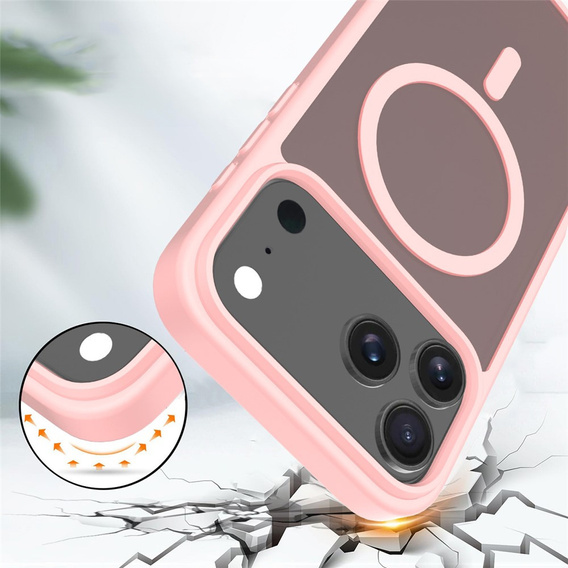 Husă Matt pentru iPhone 17 Pro Max, pentru MagSafe, roz translucid