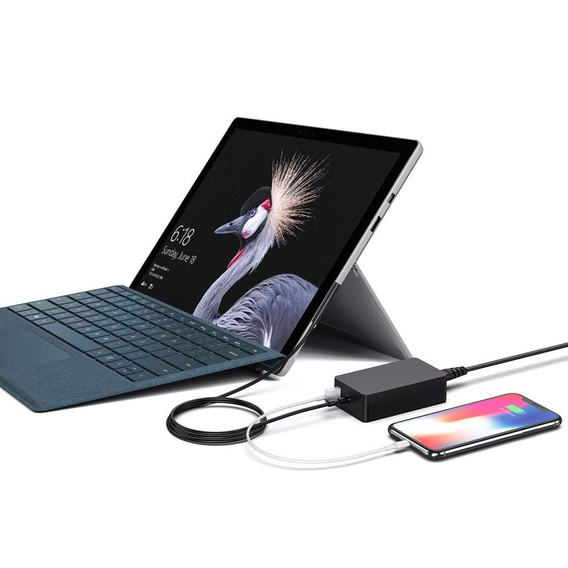 Încărcător adaptor de alimentare 44W 15V 2.58A cu port de încărcare USB pentru Microsoft Surface Pro 6/5/4/3 - EU Plug