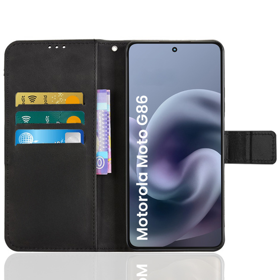 Cu clapetă pentru Motorola Moto G86 5G, Crazy Horse Wallet, negru