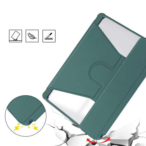Husă pentru tastatură pentru iPad Pro 11" 2024 (5 gen.), Rotary 360° Leather, verde închis