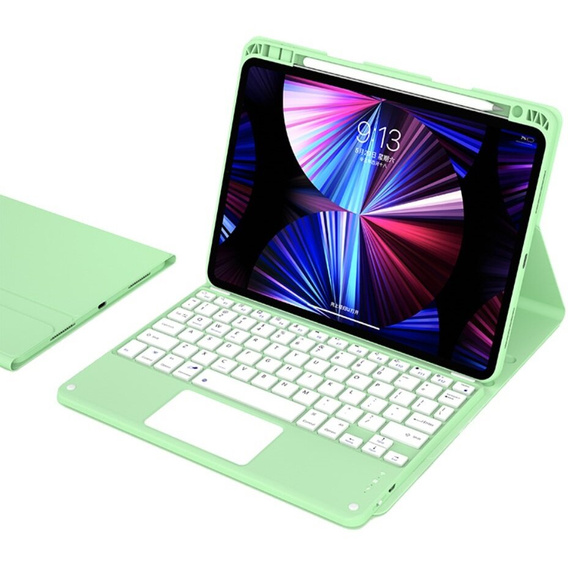 Carcasă + tastatură iPad 10.2 2021 / 2020 / 2019 / Air 10.5 2019, Leather Pen Slot TouchPad, verde deschis