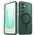 Husă pentru Samsung Galaxy S25+ Plus, pentru MagSafe, ERBORD Matt Case, verde + sticlă pentru ecran