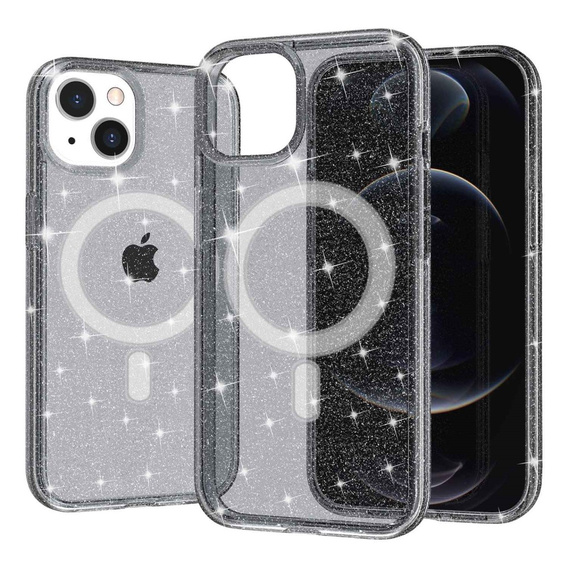 Husă pentru iPhone 14 Plus, Glittery, pentru MagSafe, negru