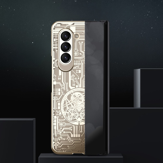 Husă pentru Samsung Galaxy Z Fold 5 5G, Mechanical Legend, de aur