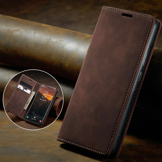 Husă pentru Samsung Galaxy A16, ERBORD Vintage, portofel cu clapetă, cafea