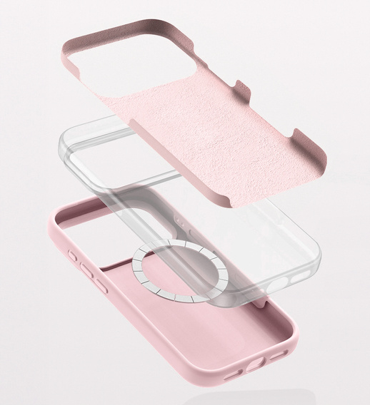 Husă din silicon pentru iPhone 17 Pro Max, pentru MagSafe, antișoc, roz