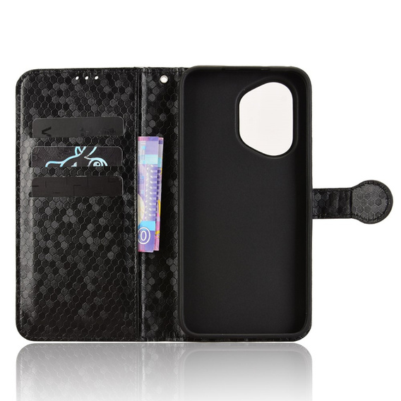 Husa cu clapetă pentru Honor 400 5G, Wallet Rhombus, negru