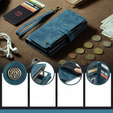 Husa CASEME pentru Samsung Galaxy A56 5G, Leather Wallet Cash and Card Slots, cu curea, albastru