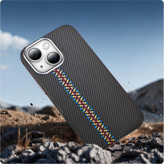 Carcasa pentru iPhone 13, Carbon Fiber MagSafe, negru