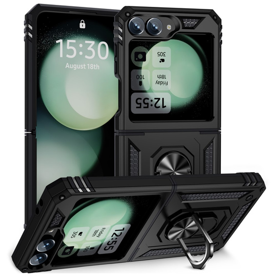 Husă blindată pentru Samsung Galaxy Z Flip6 5G, Nox Case Ring, negru