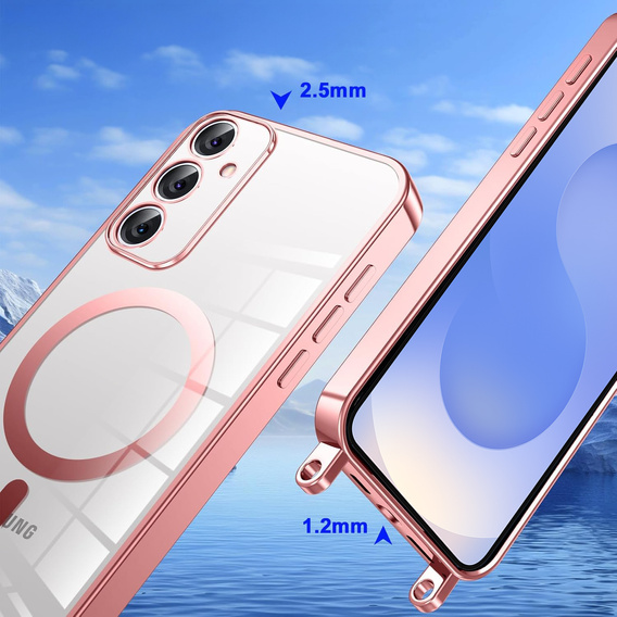 Husă pentru Samsung Galaxy S25+ Plus, Electro MagSafe, roz + Lanyard