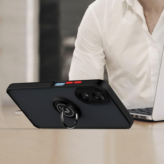 Husa pentru Oppo A78 4G, Frosted Ring, negru