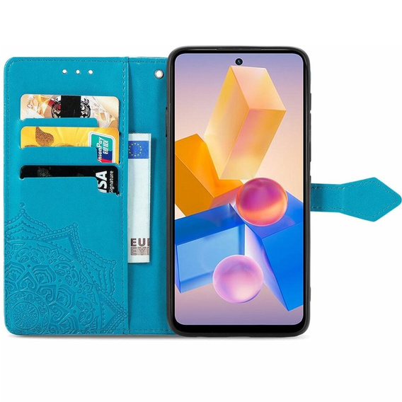 Cu clapetă pentru Infinix Hot 40i, Mandala, albastru