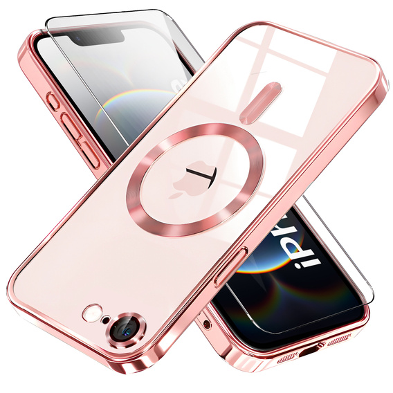 Husă pentru iPhone 16E, Electro MagSafe, roz + Sticlă pentru ecran
