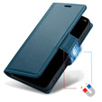 Husă pentru Samsung Galaxy S24 FE, ERBORD Glossy Litchi, portofel cu clapetă, albastru