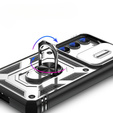 Husă blindată pentru Samsung Galaxy S23, CamShield Slide, alb / negru