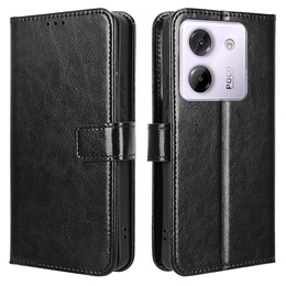 Cu clapetă pentru Xiaomi Poco M7 Pro 5G, Crazy Horse Wallet, negru