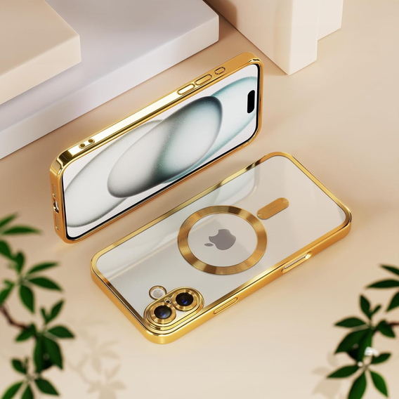 Husă pentru iPhone 16 Plus, Electro MagSafe, de aur + Sticlă pentru ecran