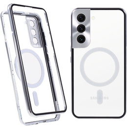 Carcasa Magnetic Dual Glass MagSafe pentru Samsung Galaxy S22 Plus, de argint
