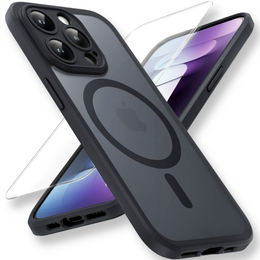 Husă pentru iPhone 14 Pro, pentru MagSafe, ERBORD Matt Case, negru + sticlă pentru ecran