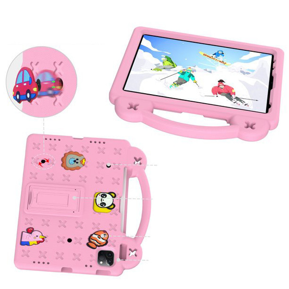 Husă pentru copii pentru iPad Air 10.9" 2022/2020 (5/4 gen.) / Pro 11" 2022/2021/2020 (4/3/2 gen.), Cute Patterns, cu suport, roz