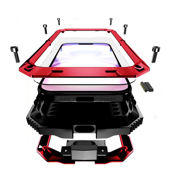 Husă R-JUST cu suport și sticlă încorporată pentru iPhone 17