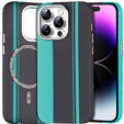 Carcasa pentru iPhone 14 Pro, Carbon Fiber MagSafe, negru / albastru