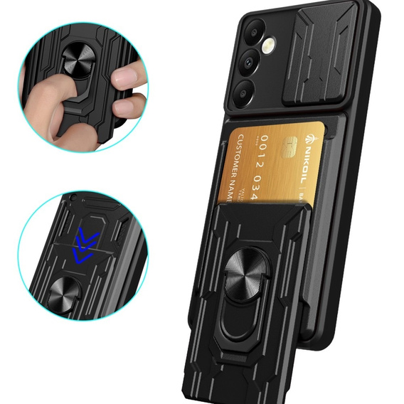 Husă blindată pentru Samsung Galaxy A05s, Camera Slide Card Slot, negru