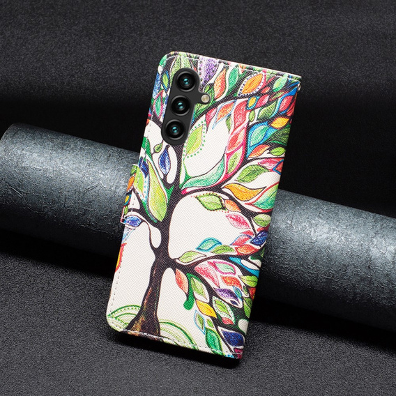 Cu clapetă pentru Samsung Galaxy A05s, Wallet, Tree of life, alb