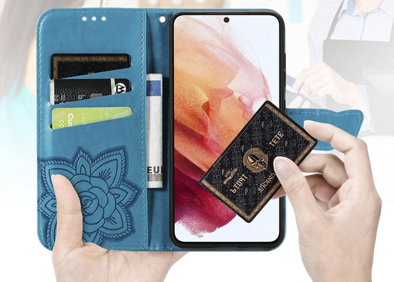 Cu clapetă pentru Xiaomi Redmi A5, Butterfly, albastru