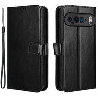 Cu clapetă pentru Google Pixel 9 Pro XL, Crazy Horse Wallet, negru